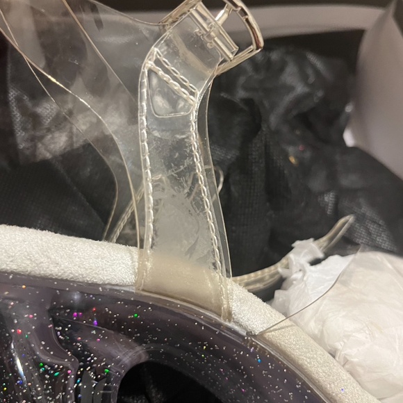 Pleaser Platform Heels- Clear Glitter - Picture 3 of 3
